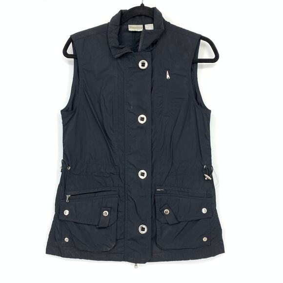 Zenergy By Chicos Sleeveless Vest Womens Sz 0 US S Black Silver Tone Hardware - Picture 1 of 5